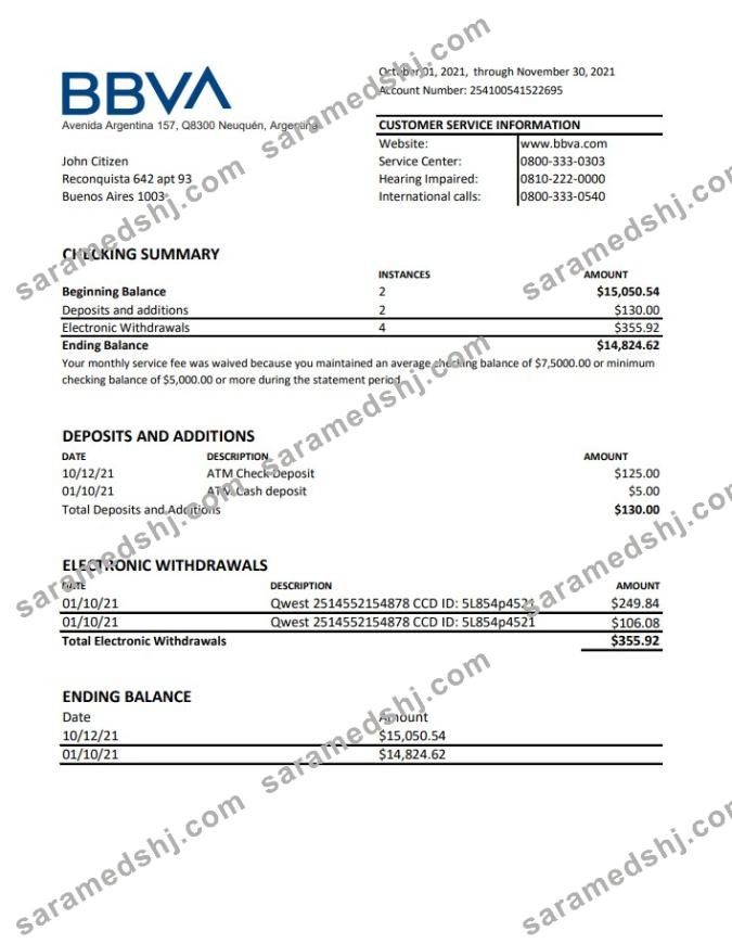 Argentina BBVA Bank excel